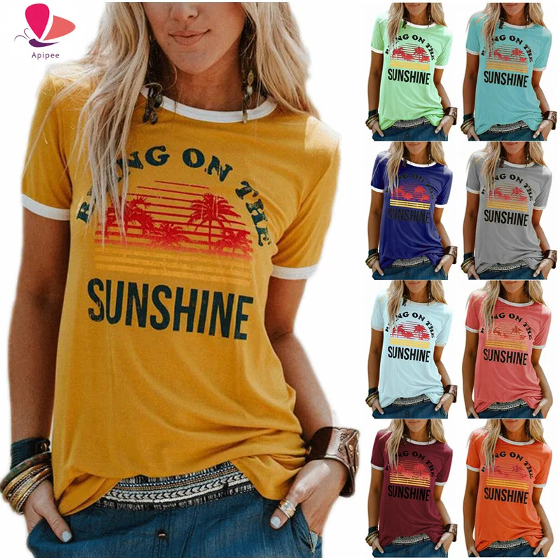Hot Selling Women's Sunshine Printed Pure Cotton Short-Sleeved T-shirt Woman Tshirts Tops Harajuku Ropa Mujer Tshirt Tops
Hot Selling Women's Sunshine Printed Pure Cotton Short-Sleeved T-shirt Woman Tshirts Tops Harajuku Ropa Mujer Tshirt Tops