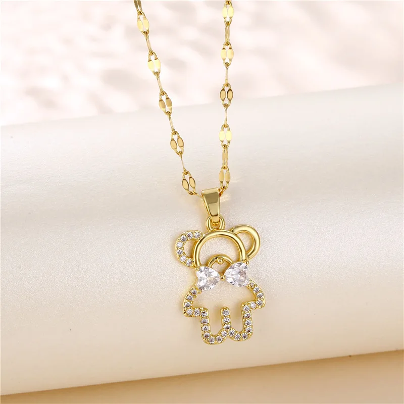 Korean Fashion Zircon Crystal Cute Hollow Bear Pendant Women Necklaces Female Sweet Birthday Gift Jewelry Girls Clavicle Chain
Korean Fashion Zircon Crystal Cute Hollow Bear Pendant Women Necklaces Female Sweet Birthday Gift Jewelry Girls Clavicle Chain