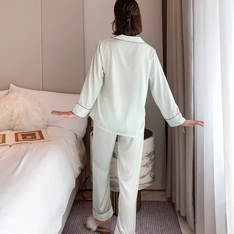 Pajamas Women Spring Autumn 2PCS Sleepwear Shirt&pant Casual Loose Nightwear Silky Satin Nightwear Print Home Clothes Pijamas
Pajamas Women Spring Autumn 2PCS Sleepwear Shirt&pant Casual Loose Nightwear Silky Satin Nightwear Print Home Clothes Pijamas