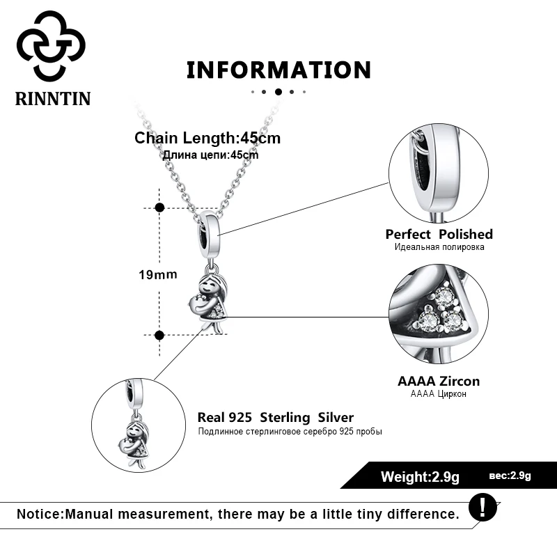 Rinntin Genuine 925 Sterling Silver Charm Necklaces Elegant Princess Heart Design AAAA Zirconia Pendant For Girls Gift TCB13
Rinntin Genuine 925 Sterling Silver Charm Necklaces Elegant Princess Heart Design AAAA Zirconia Pendant For Girls Gift TCB13
