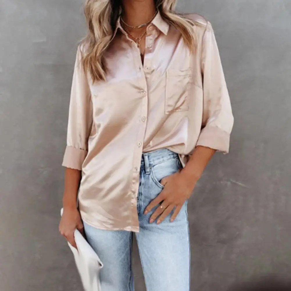 2021 spring and autumn satin shirt women's solid color long-sleeved loose bottoming shirt
2021 spring and autumn satin shirt women's solid color long-sleeved loose bottoming shirt