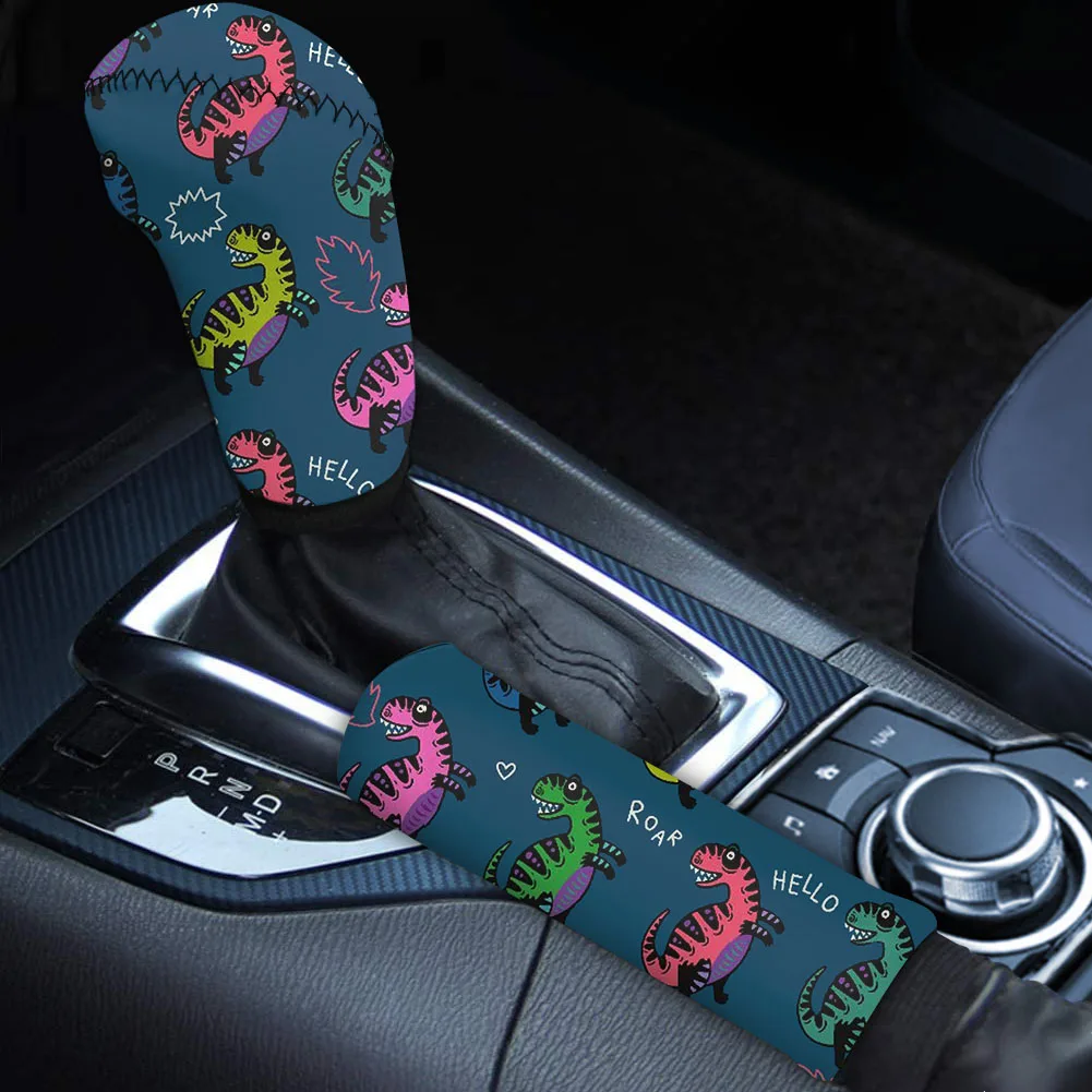 

PinUp Angel Cartoon Dinosaur Pattern Car Protector Vehicle Hand Brake Lever Covers Easy to Install Auto Gear Knob Cover Hot
