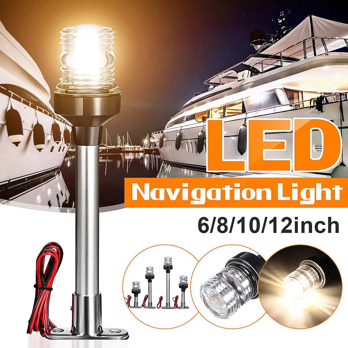 4000~4500K Fold Down LED Boat Navigation Light for Yacht Marine Stern Anchor 360°Light 12~24 V Sailing Signal Lamp Nature White
4000~4500K Fold Down LED Boat Navigation Light for Yacht Marine Stern Anchor 360°Light 12~24 V Sailing Signal Lamp Nature White