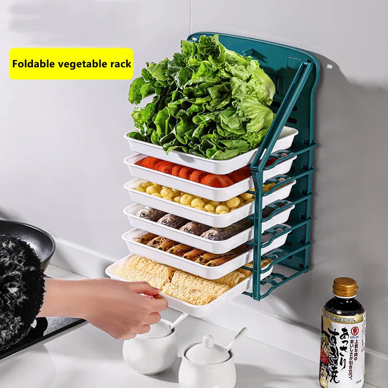 Foldable Kitchen Rack Wall-Mounted Side Dish Vegetable Rack Free Perforation Multifunctional Kitchen Accessories Household
Foldable Kitchen Rack Wall-Mounted Side Dish Vegetable Rack Free Perforation Multifunctional Kitchen Accessories Household