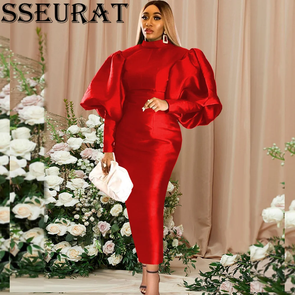 SSEURAT Women Maxi Dresses Long Lantern Dress Christmas High Collar Bodycon Sexy Shiny Celebrate Occasion African Robes
SSEURAT Women Maxi Dresses Long Lantern Dress Christmas High Collar Bodycon Sexy Shiny Celebrate Occasion African Robes