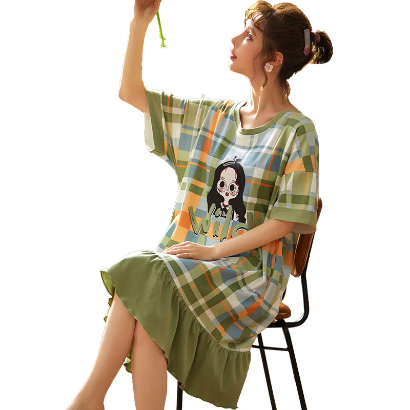 Night skirt female summer short-sleeved Korean casual cute girl 2021 new mid-skirt sweet one-piece home service
Night skirt female summer short-sleeved Korean casual cute girl 2021 new mid-skirt sweet one-piece home service