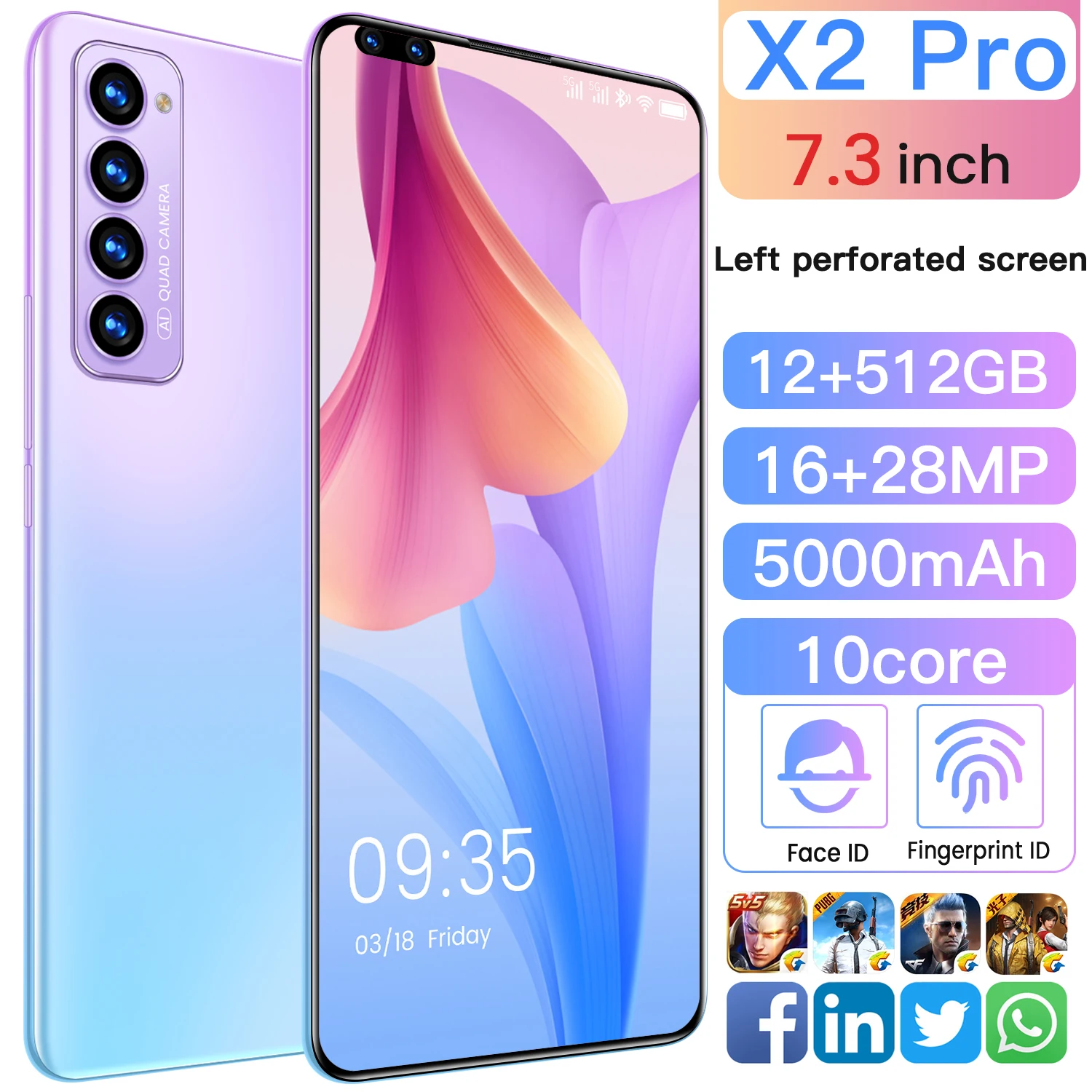 New Arrival X2 Pro 7.3" 256GB 512GB 16+28MP 5000mAh 10 Core Face Unlock 5G Telephones Global Deca MTK6797 Dual SIM Mobile Phone
New Arrival X2 Pro 7.3" 256GB 512GB 16+28MP 5000mAh 10 Core Face Unlock 5G Telephones Global Deca MTK6797 Dual SIM Mobile Phone