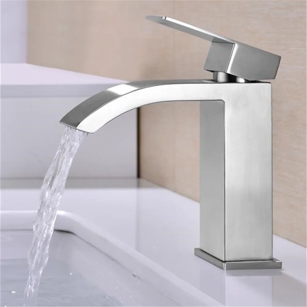 Single Handle Waterfall Bathroom Vanity Brushed Finish Sink Faucet with Extra Large Rectangular Spout Mixer Tap
Single Handle Waterfall Bathroom Vanity Brushed Finish Sink Faucet with Extra Large Rectangular Spout Mixer Tap