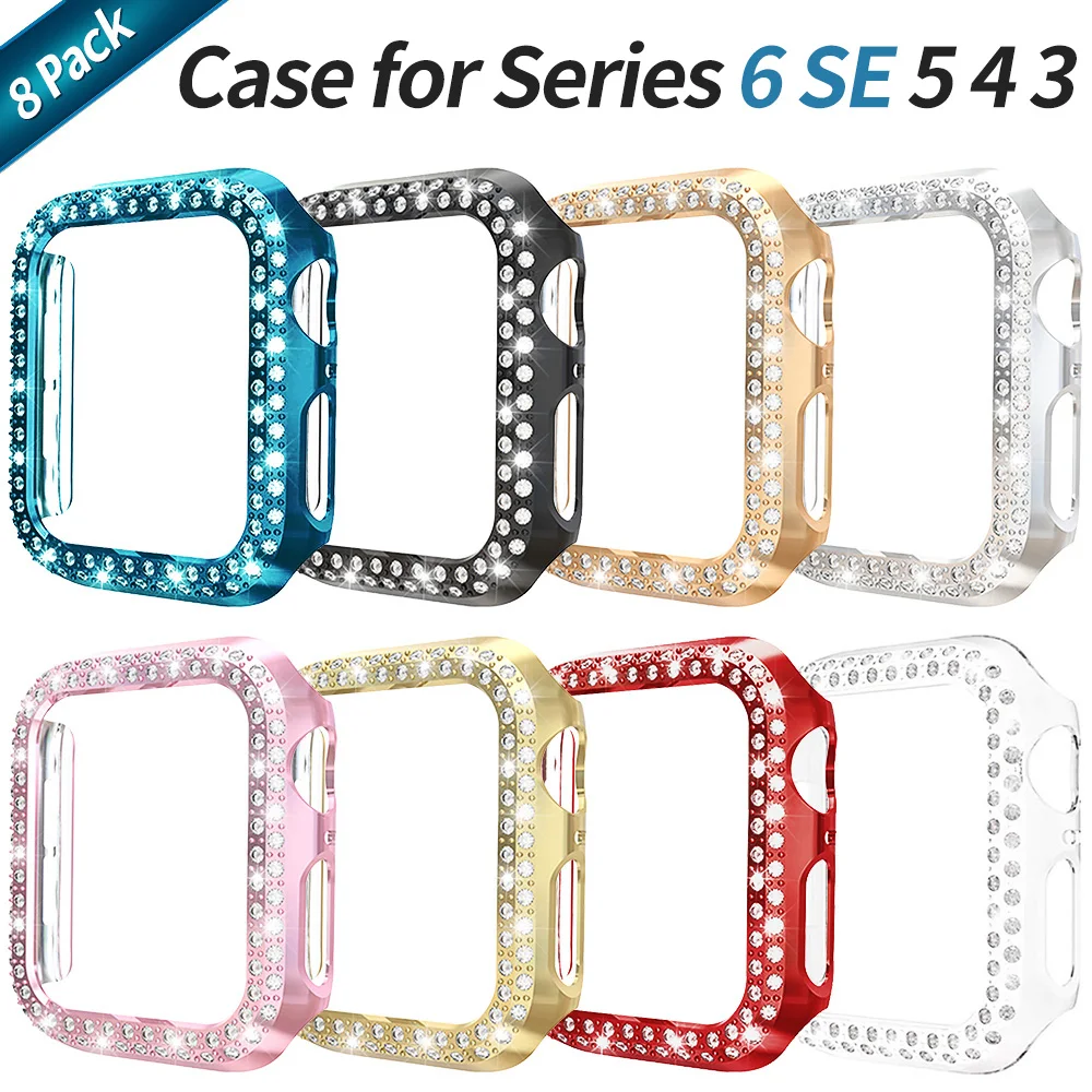 8 Pack Diamond PC Cover for Apple Watch SE Series 6 5 4 3 2 Case Women PC Protect Bmuper for iWatch 40mm 44mm 38mm 42mm Frame
8 Pack Diamond PC Cover for Apple Watch SE Series 6 5 4 3 2 Case Women PC Protect Bmuper for iWatch 40mm 44mm 38mm 42mm Frame