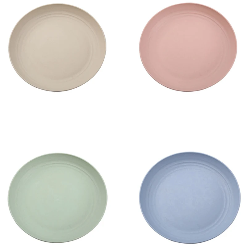 

Solid Color Eco Friendly Plates Dishes Wheat Straw Plates Fruit Dishes Dinnerware Dishwasher Safe Unbreakable Healthy For Child