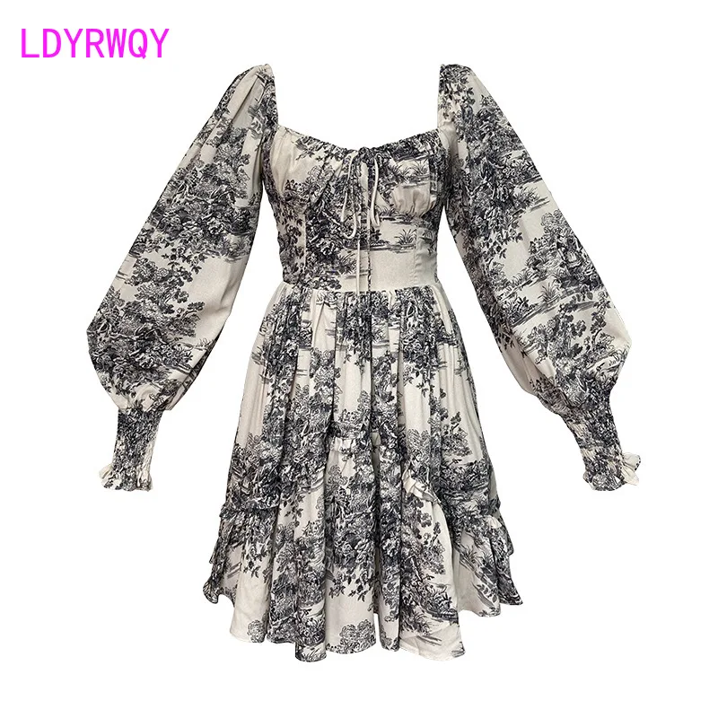 LDYRWQY 2021 Korean fashion slim bubble long-sleeved retro print square collar temperament ladies chiffon dress
LDYRWQY 2021 Korean fashion slim bubble long-sleeved retro print square collar temperament ladies chiffon dress