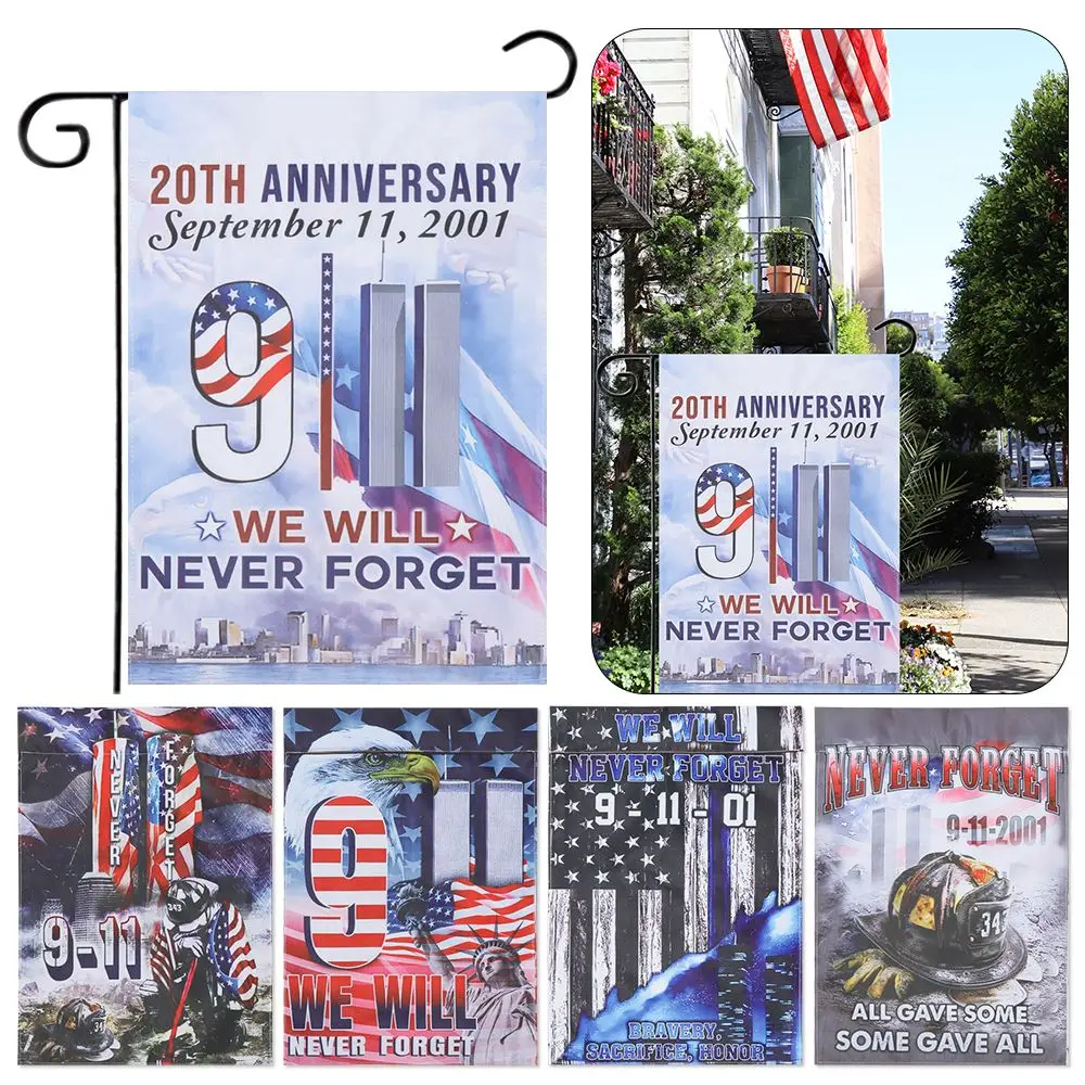 Тканевый материал, мемориальные флаги 11 сентября 9/11 года, 20-я годовщина 911, Садовый флаг, мы никогда не забудем баннер
Тканевый материал, мемориальные флаги 11 сентября 9/11 года, 20-я годовщина 911, Садовый флаг, мы никогда не забудем баннер