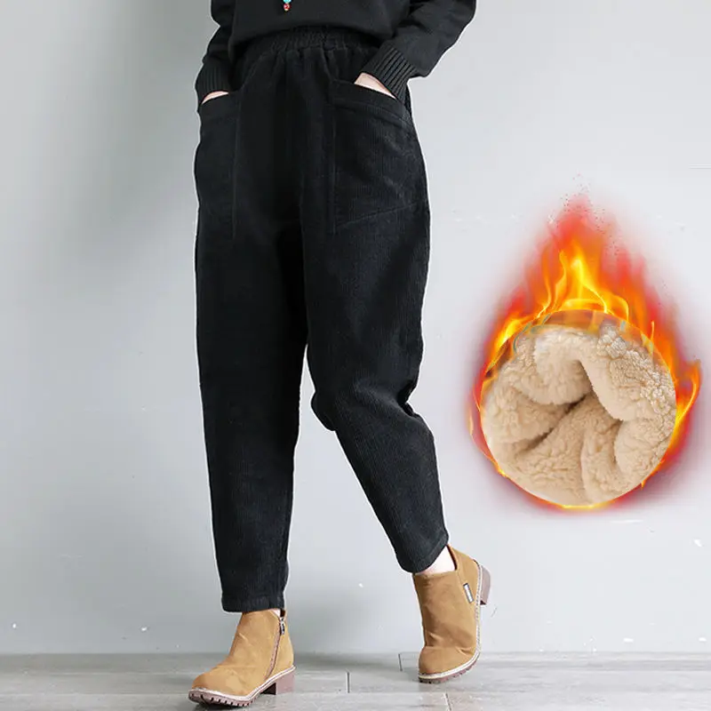 Woman Large Size h Thick Casual Pants Ladies Corduroy Warm Pants 2022 Autumn Female New High Waist Harem Pants Trousers Q218
Woman Large Size h Thick Casual Pants Ladies Corduroy Warm Pants 2022 Autumn Female New High Waist Harem Pants Trousers Q218