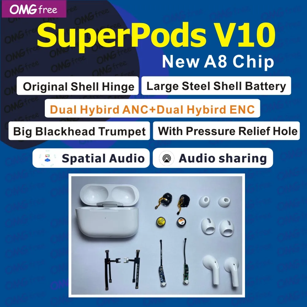 SuperPods New V10 V7.5 TWS Dual Hybird ANC ENC Wireless Earphones Bluetooth 5.2 Earbuds New A8 Chip Pk V6.5 V4.5
SuperPods New V10 V7.5 TWS Dual Hybird ANC ENC Wireless Earphones Bluetooth 5.2 Earbuds New A8 Chip Pk V6.5 V4.5