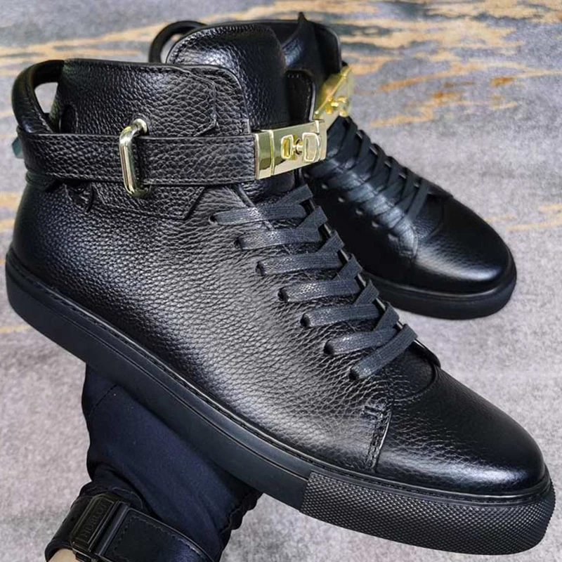 Luxury Brand Men Genuine Leather Fashion High Top Shoes Lock Lace Up Flat Round Toe Men's Casual Shoe Autumn Spring Size 38-48
Luxury Brand Men Genuine Leather Fashion High Top Shoes Lock Lace Up Flat Round Toe Men's Casual Shoe Autumn Spring Size 38-48
