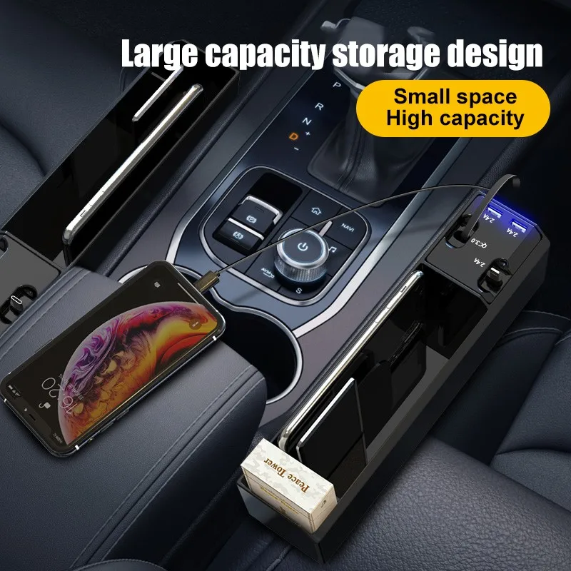 MULTIFUNCTIONAL CAR SEAT ORGANIZER Car Seat Gap Storage Box with Cable for IOS/Android/Type C Dual USB Port Auto Stowing Tidying
MULTIFUNCTIONAL CAR SEAT ORGANIZER Car Seat Gap Storage Box with Cable for IOS/Android/Type C Dual USB Port Auto Stowing Tidying