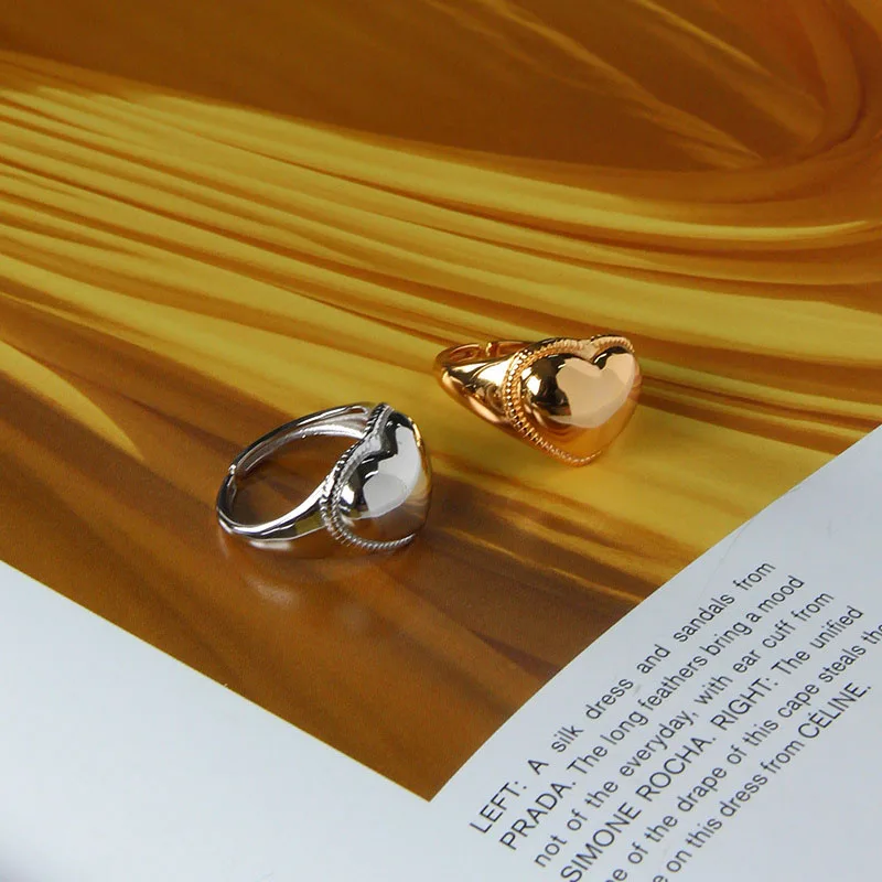 Kinel женское серебряное кольцо с любовным сердцем свободного размера 18K покрытием