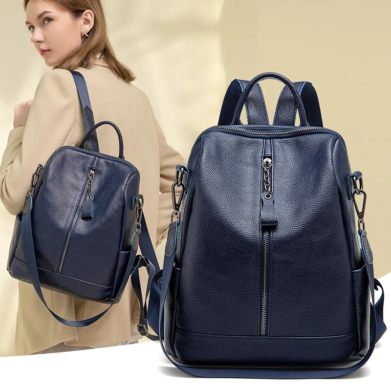 Backpack Women 2021 New Fashion Blue Soft Leather Ladies Backpack Travel Large Capacity Waterproof Anti Theft Female Bag
Backpack Women 2021 New Fashion Blue Soft Leather Ladies Backpack Travel Large Capacity Waterproof Anti Theft Female Bag