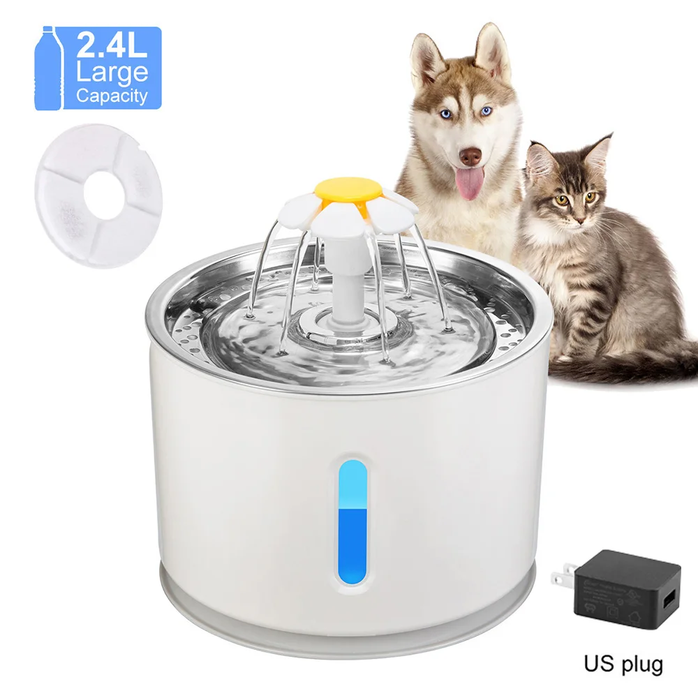 USB Automatic Cat Water Fountain White 2.4L Replaceable Filtration Stainless Steel Mute Activated Carbon Pet Water Dispenser
USB Automatic Cat Water Fountain White 2.4L Replaceable Filtration Stainless Steel Mute Activated Carbon Pet Water Dispenser