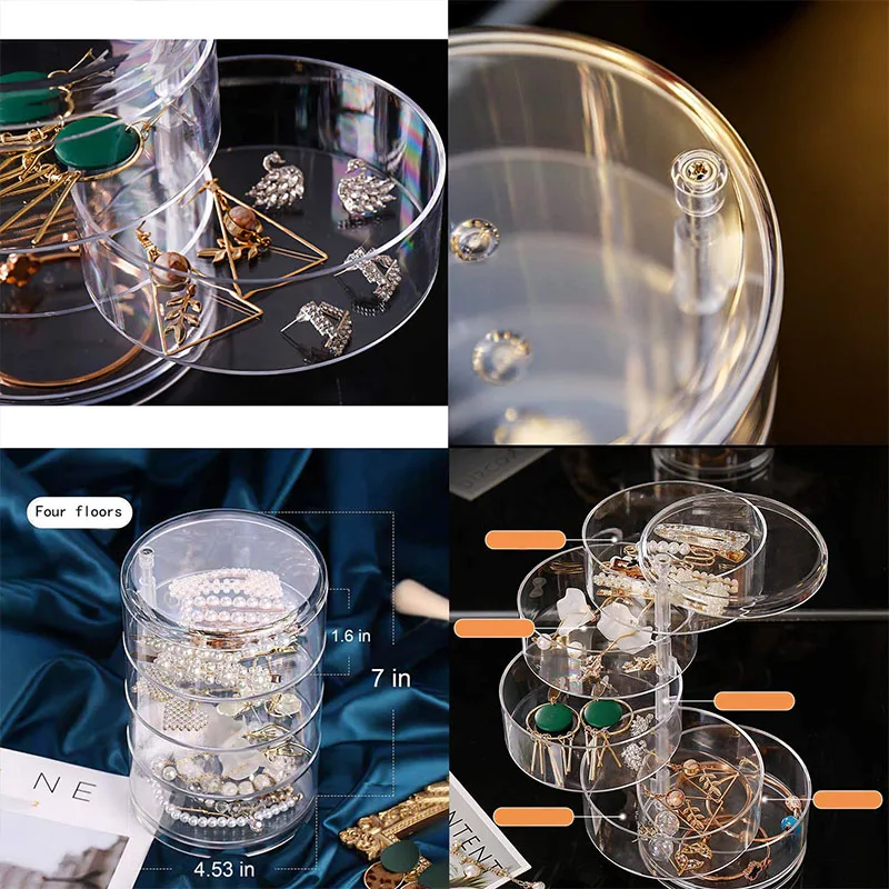 Plastic 360 Degree Rotating Jewelry Rack Large Capacity Organizer Shelf Display Stand Dust-Proof Finishing Jewelry Storage Box
Plastic 360 Degree Rotating Jewelry Rack Large Capacity Organizer Shelf Display Stand Dust-Proof Finishing Jewelry Storage Box