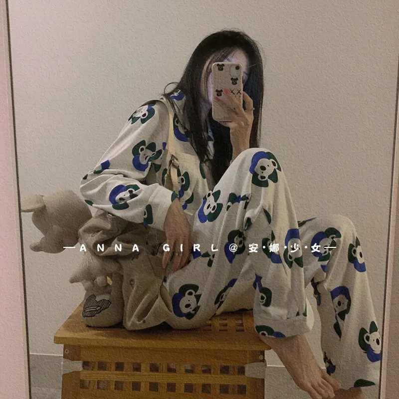 HOUZHOU Pajamas for Teen Girls Kawaii Bear Sleepwear Spring Autumn Home Wear Pijamas Pyjamas Two Piece Set Women Loungewear Cute
HOUZHOU Pajamas for Teen Girls Kawaii Bear Sleepwear Spring Autumn Home Wear Pijamas Pyjamas Two Piece Set Women Loungewear Cute
