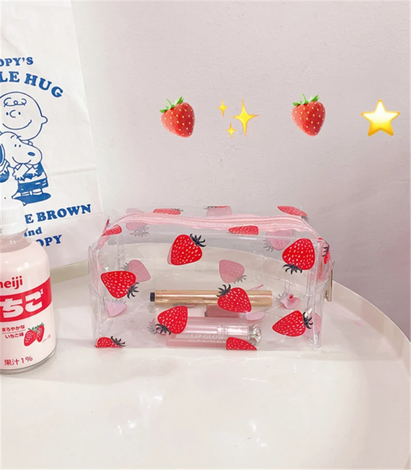 Woman Translucent PVC Cosmetic Bags Peach Heart-shaped Girl Strawberry Portable Travel Waterproof Pouch Makeup Toilet Case
Woman Translucent PVC Cosmetic Bags Peach Heart-shaped Girl Strawberry Portable Travel Waterproof Pouch Makeup Toilet Case