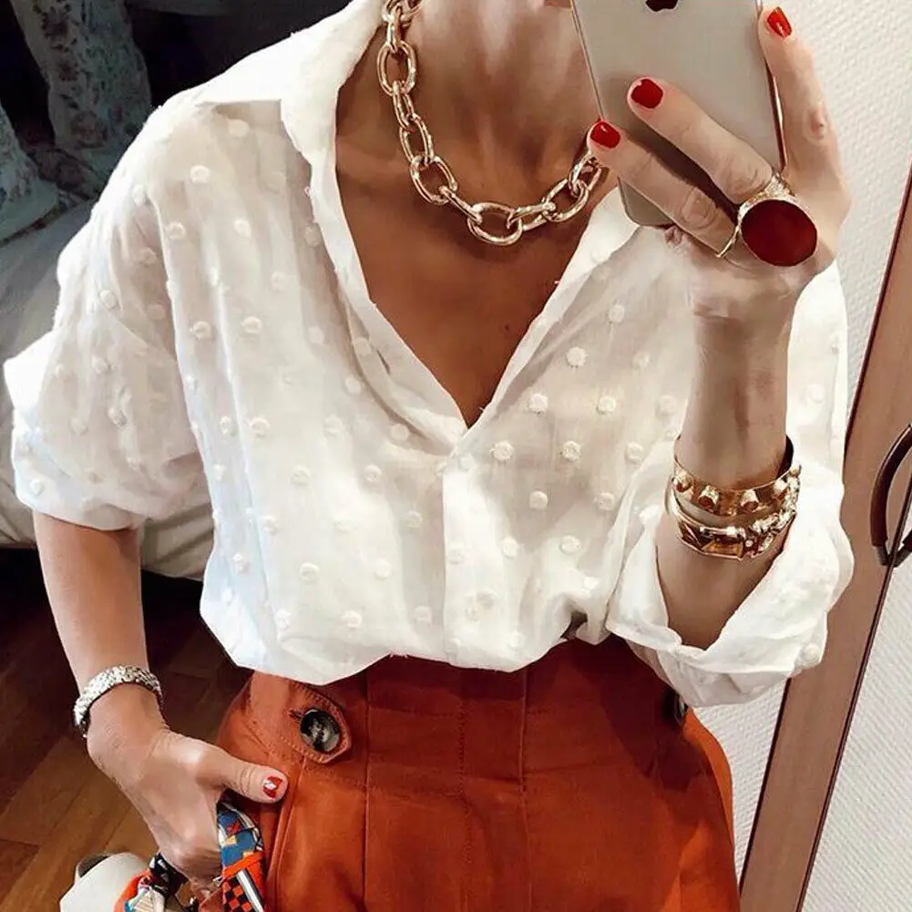 Chiffon Blouses Women Polka Dot Autumn Fashion Long Sleeve V-neck Shirt Tops Loose Blusas Ladies Loose Blouse Female Plus Size
Chiffon Blouses Women Polka Dot Autumn Fashion Long Sleeve V-neck Shirt Tops Loose Blusas Ladies Loose Blouse Female Plus Size