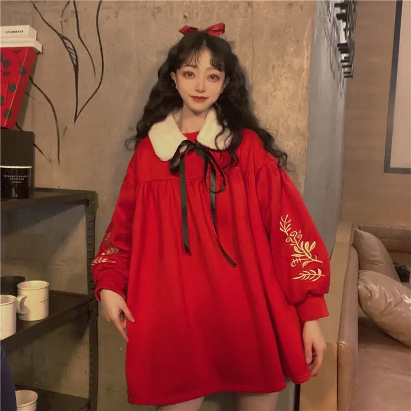 2021 New Korean loose-fitting red New Year cloak dress plus size Preppy Christmas dress Lovely autumn and winter skirt
2021 New Korean loose-fitting red New Year cloak dress plus size Preppy Christmas dress Lovely autumn and winter skirt