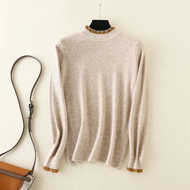 Warm Soft Mock Neck Sweater Autumn Winter Knitted Bottoming Shirt Top Women's Style Lace Trim Sweater Women Pullover Jumpers
Warm Soft Mock Neck Sweater Autumn Winter Knitted Bottoming Shirt Top Women's Style Lace Trim Sweater Women Pullover Jumpers