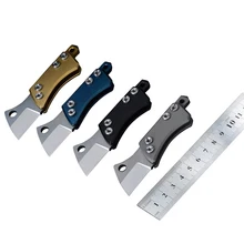 Titanium Alloy Mini Folding Knife with D2 Steel Blade Fruit Knife Key Chain for Outdoor Camping Survival Tool Mens Gift