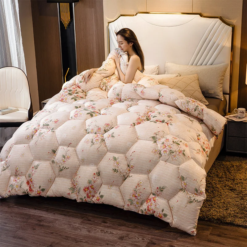 4 Seasons Down Duvet Exquisite Fluffy Thick Winter Bedding Warm Cotton Feather Quilt 3D Flower Print Down Quilt Home Textiles
4 Seasons Down Duvet Exquisite Fluffy Thick Winter Bedding Warm Cotton Feather Quilt 3D Flower Print Down Quilt Home Textiles