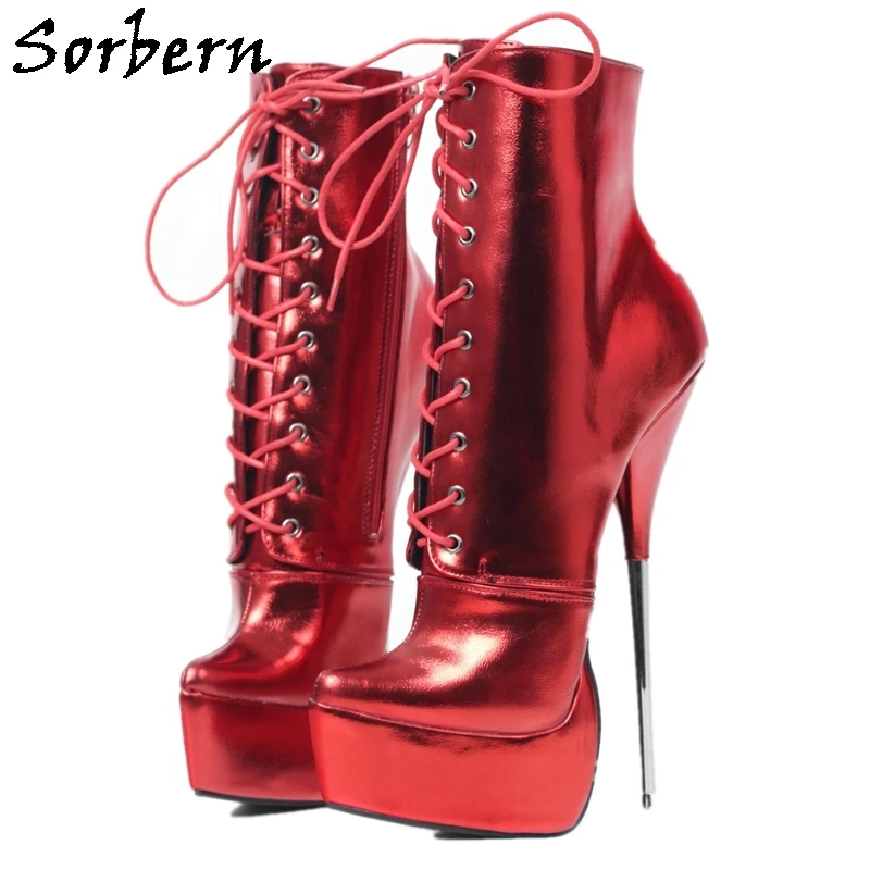 Sorbern Red Metallic Matt Ankle Boots Women Metal High Heel Ballet Style Pointed Toe Booties For Transfer Guys Lace Up Shoes
Sorbern Red Metallic Matt Ankle Boots Women Metal High Heel Ballet Style Pointed Toe Booties For Transfer Guys Lace Up Shoes