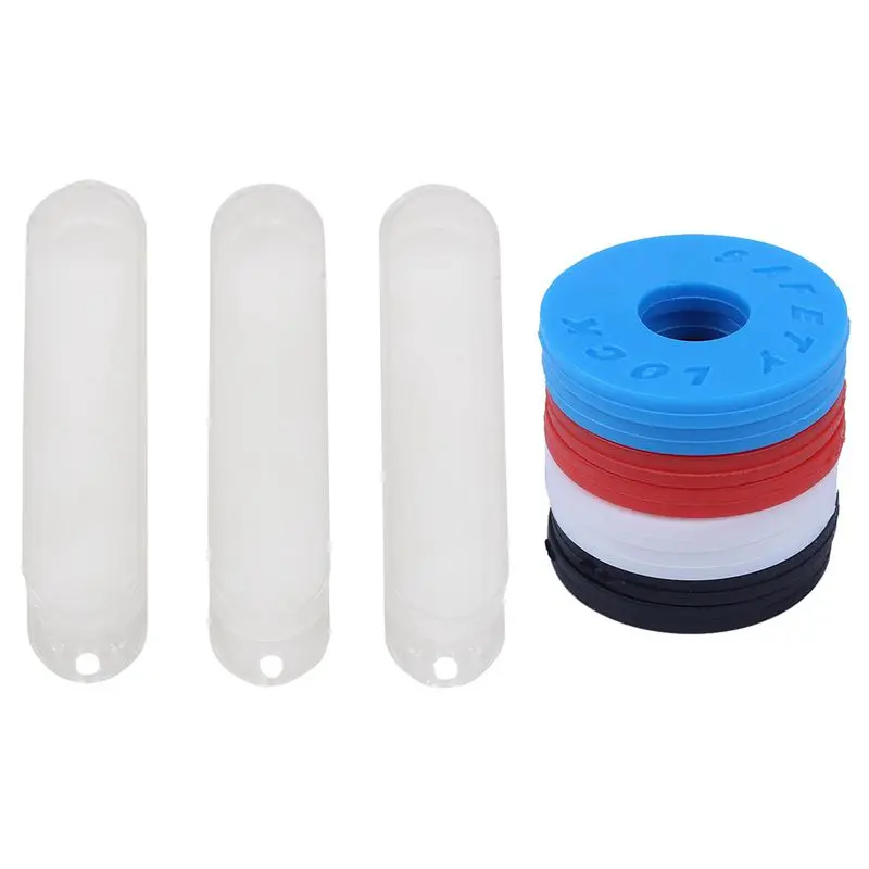 Strap Locks (4 Pair) - 2 Red, 2 Blue, 2 Black, 2 White with Transparent Closed Single Coil Pickup Covers
Strap Locks (4 Pair) - 2 Red, 2 Blue, 2 Black, 2 White with Transparent Closed Single Coil Pickup Covers