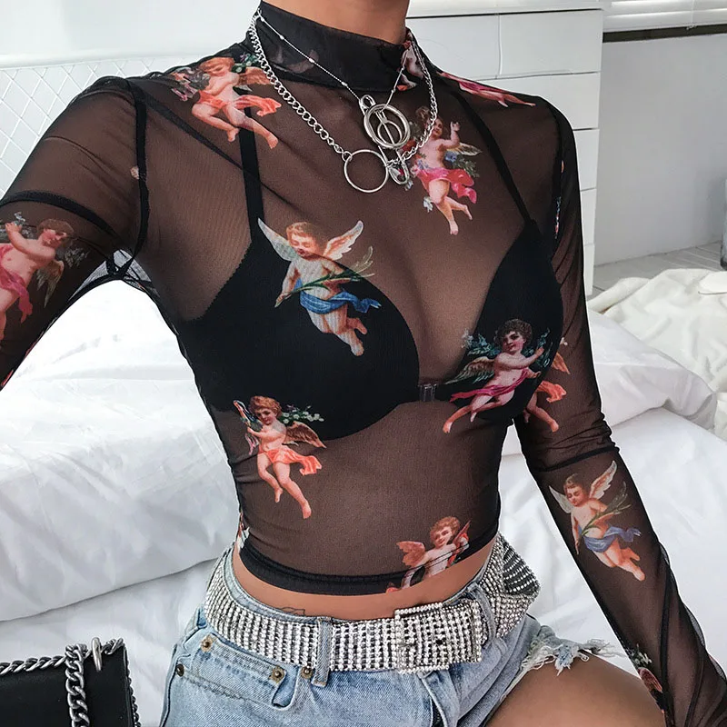 Sexy Women T Shirt See Through Transparent Mesh Tops Long Sleeve Sheer Slim Ladies Turtleneck T-Shirt New Arrival Women tshirt
Sexy Women T Shirt See Through Transparent Mesh Tops Long Sleeve Sheer Slim Ladies Turtleneck T-Shirt New Arrival Women tshirt