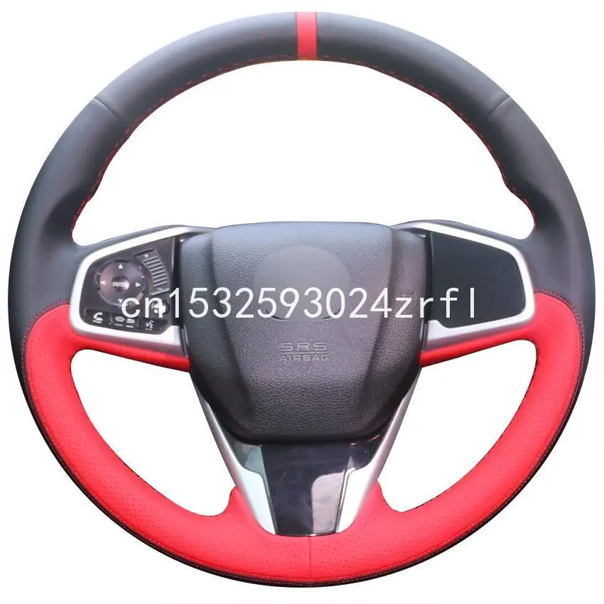 DIY Hand-stitched Black Red Leather Car Steering Wheel Cover for Honda Civic
DIY Hand-stitched Black Red Leather Car Steering Wheel Cover for Honda Civic