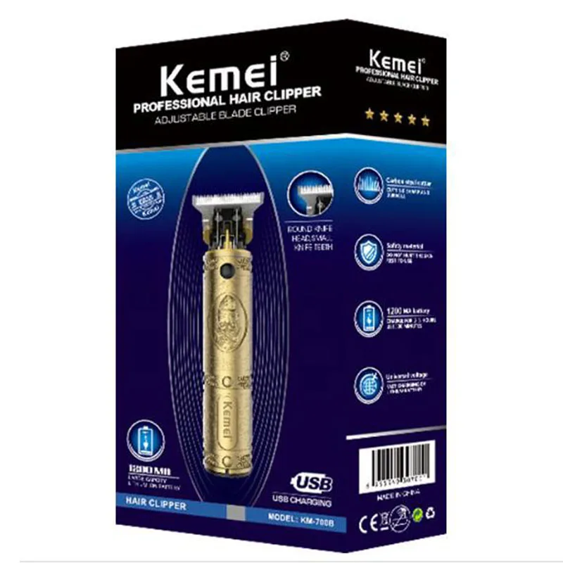 Kemei hair clipper KM-700B professional hair clipper hollow knife head body beautifully carved USB charging 
Kemei hair clipper KM-700B professional hair clipper hollow knife head body beautifully carved USB charging