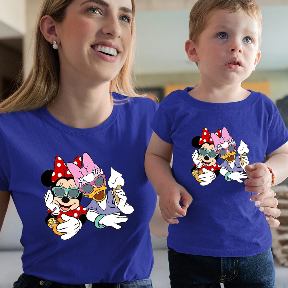 

Disney Basic T-shirt Stitch Best Friend Minnie And Daisy Graphic Tshirt Mom Daughter Anime Family Look Minimalis Outdoor Clothes