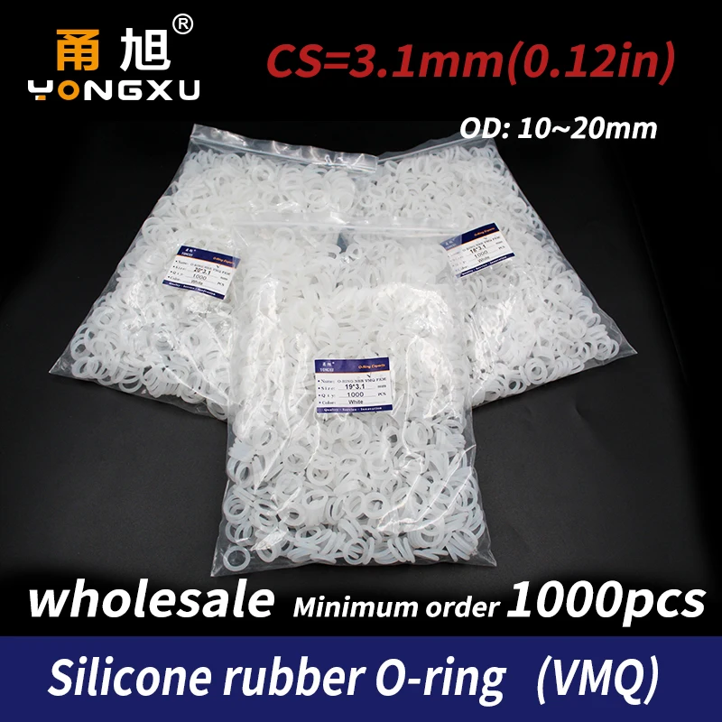 1000PCS/lot Silicon wholesale Silicone/VMQ 3.1mm Thickness OD10/11/12/13/14/15/16/17/18/19/20mm O Ring Seal Rubber Gasket Rings
1000PCS/lot Silicon wholesale Silicone/VMQ 3.1mm Thickness OD10/11/12/13/14/15/16/17/18/19/20mm O Ring Seal Rubber Gasket Rings