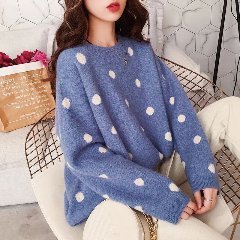 CN 2020 Autumn Winter Women Sweater New Korean Style O Neck Dot Knitted Loose Long Sleeve Solid Color Pullover Sweaters Women
CN 2020 Autumn Winter Women Sweater New Korean Style O Neck Dot Knitted Loose Long Sleeve Solid Color Pullover Sweaters Women
