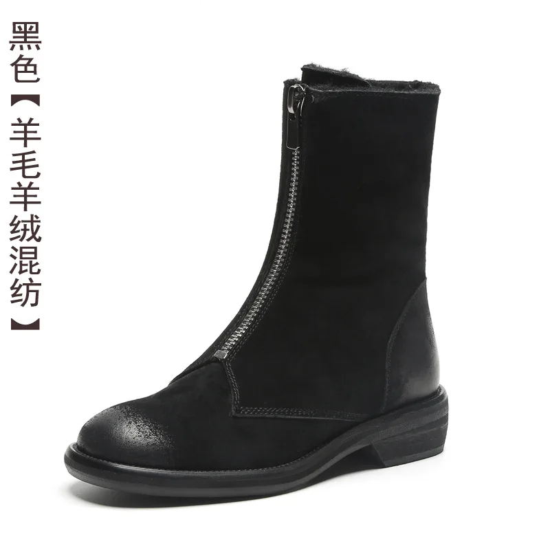frosted women's winter British old zipper boots, leather cotton shoes, women's boots, plush flat snow boots
frosted women's winter British old zipper boots, leather cotton shoes, women's boots, plush flat snow boots