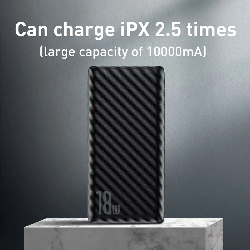 Baseus 18W PD Quick Charge 3.0 Power Bank 10000mAh QC3.0 Type C Powerbank Portable External Battery Charger For Xiaomi iPhone
Baseus 18W PD Quick Charge 3.0 Power Bank 10000mAh QC3.0 Type C Powerbank Portable External Battery Charger For Xiaomi iPhone