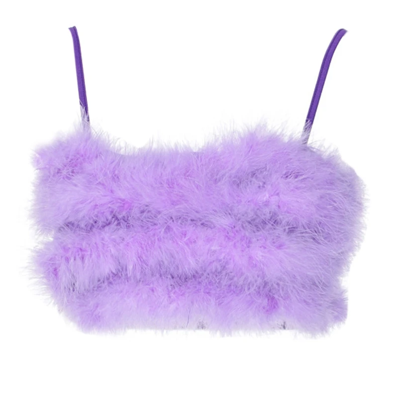 Y166 Womens Sexy Spaghetti Strap Feather Crop Top Sleeveless Solid Color Mini Camisole Fluffy Plush Night Party Clubwear Vest
Y166 Womens Sexy Spaghetti Strap Feather Crop Top Sleeveless Solid Color Mini Camisole Fluffy Plush Night Party Clubwear Vest