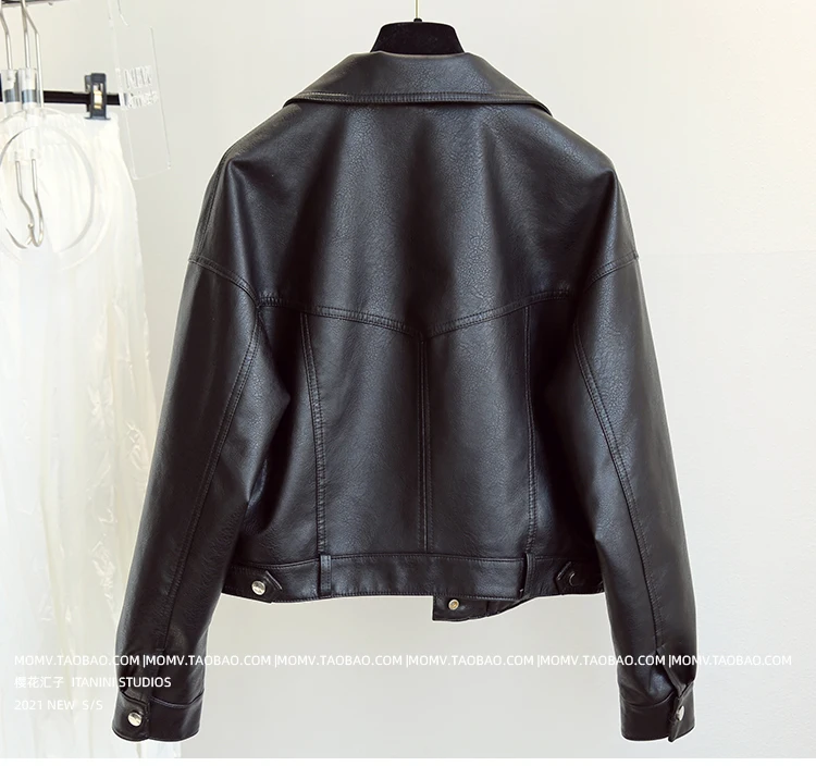 Leather Jacket for Women Fall Loose Drop Sleeve Biker Moto Faux Leather Coats Ladies Turn Down Collar Single-breasted Outwear
Leather Jacket for Women Fall Loose Drop Sleeve Biker Moto Faux Leather Coats Ladies Turn Down Collar Single-breasted Outwear
