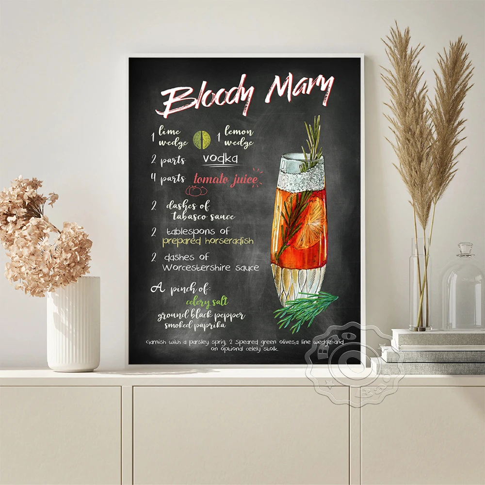 Bloody Mary Recipe Poster Cocktail Sign Prints Canvas Painting Modern Art Illustration Wall Picture Modern Kitchen Home Decor
Bloody Mary Recipe Poster Cocktail Sign Prints Canvas Painting Modern Art Illustration Wall Picture Modern Kitchen Home Decor
