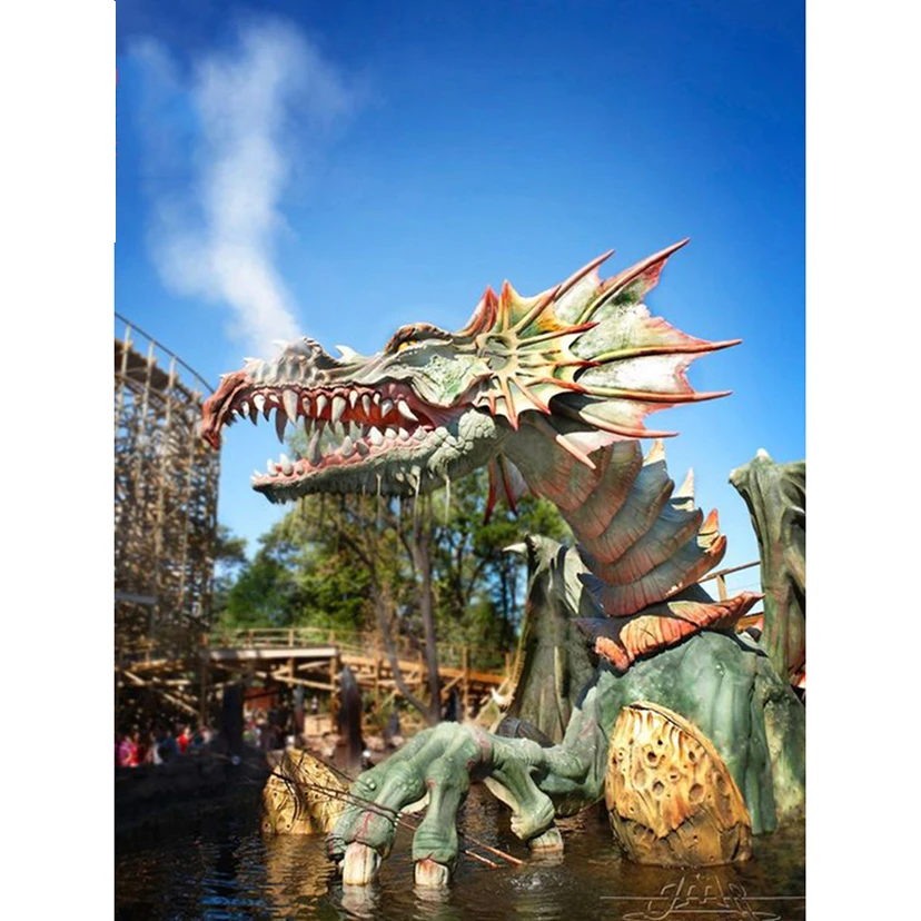 Full Square round Diamond 5D DIY Painting"Efteling park & dragon"3D Embroidery Cross Stitch Mosaic Home Decor FC188 | Дом и сад