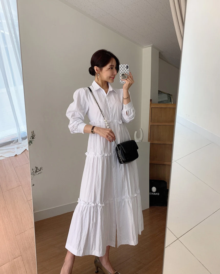 Elegant Femme Vestidos 2021 Single Breasted Dresses Women Fungus Patchwork Big Swing Dress Solid Color Turn-Down Collar
Elegant Femme Vestidos 2021 Single Breasted Dresses Women Fungus Patchwork Big Swing Dress Solid Color Turn-Down Collar