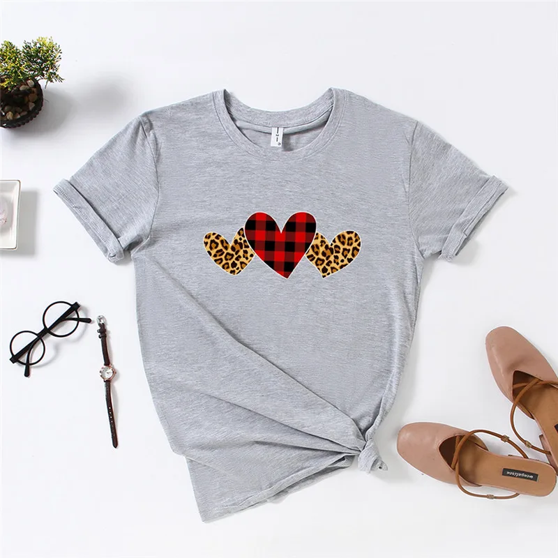 Lady Cotton T-shirt Short Sleeve O-Neck Casual Summer New Heart-shaped Leopard Printed T-shirt Women Casual aLL-Match T-Shirts
Lady Cotton T-shirt Short Sleeve O-Neck Casual Summer New Heart-shaped Leopard Printed T-shirt Women Casual aLL-Match T-Shirts