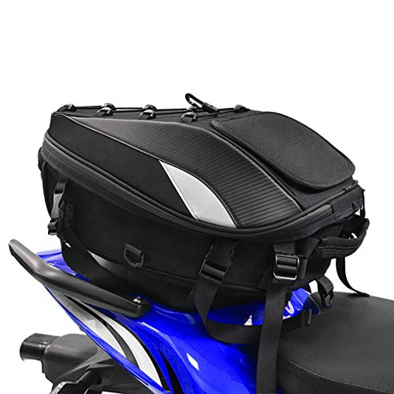 Motorcycle Seat Bag Tail Bag - Dual Use Motorcycle Backpack Waterproof PU Luggage Bags Motorbike Helmet Bag Storage Bags(Black) 
Motorcycle Seat Bag Tail Bag - Dual Use Motorcycle Backpack Waterproof PU Luggage Bags Motorbike Helmet Bag Storage Bags(Black)