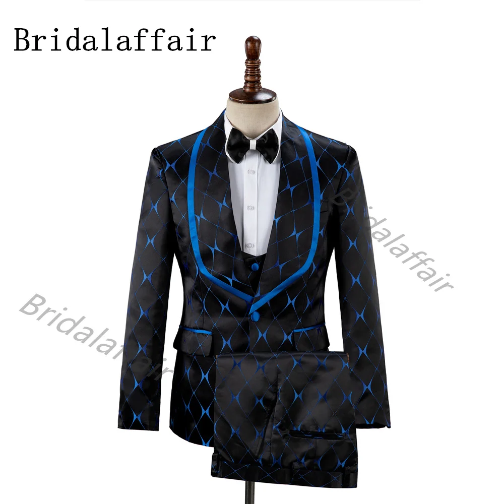 Весна 2021 мужские деловые черные костюмы Bridalaffair одежда для жениха жаккардовые