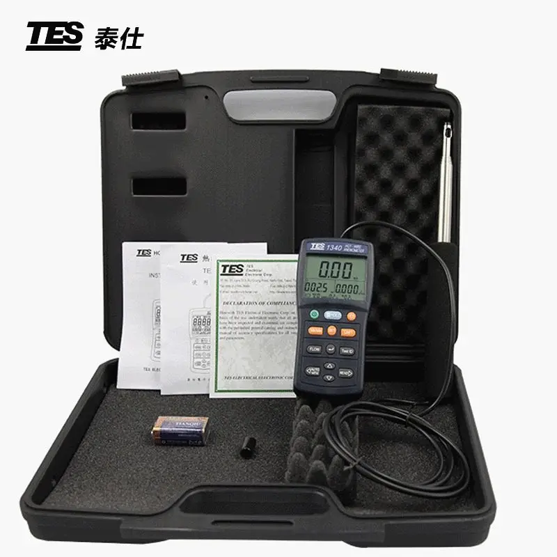 TES-1340 Hot-Wire Digital Anemometer Hot Wire Thermo-Anemometer Air Wind Flow Meter
TES-1340 Hot-Wire Digital Anemometer Hot Wire Thermo-Anemometer Air Wind Flow Meter